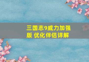 三国志9威力加强版 优化伴侣详解